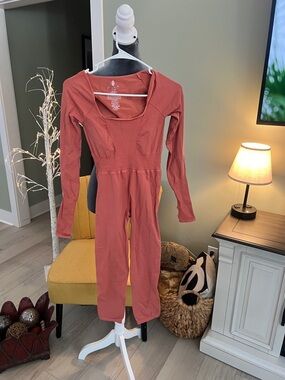 FP Movement by Free People Long-Sleeve Scoop Jumpsuit in Dusty Coral